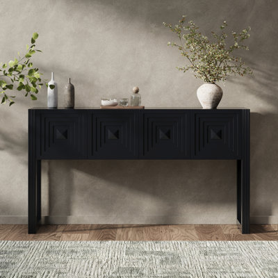 Console sculptée avec 3 tiroirs à fermeture en douceur
