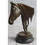 Statue de cheval en buste à tête de cheval en bronze, statue décorative sur base de marbre signée 13 po x 9 po