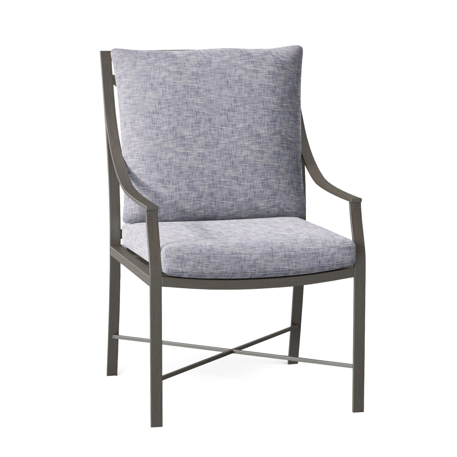 Monaco Outdoor Arm Chair, No Welt, Slate Gray, Avila Natural White