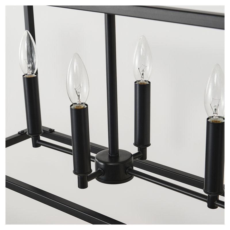 Lustre 7 lumières noir mat pour îlot de cuisine, plafonnier industriel en métal pour salle à manger et salon
