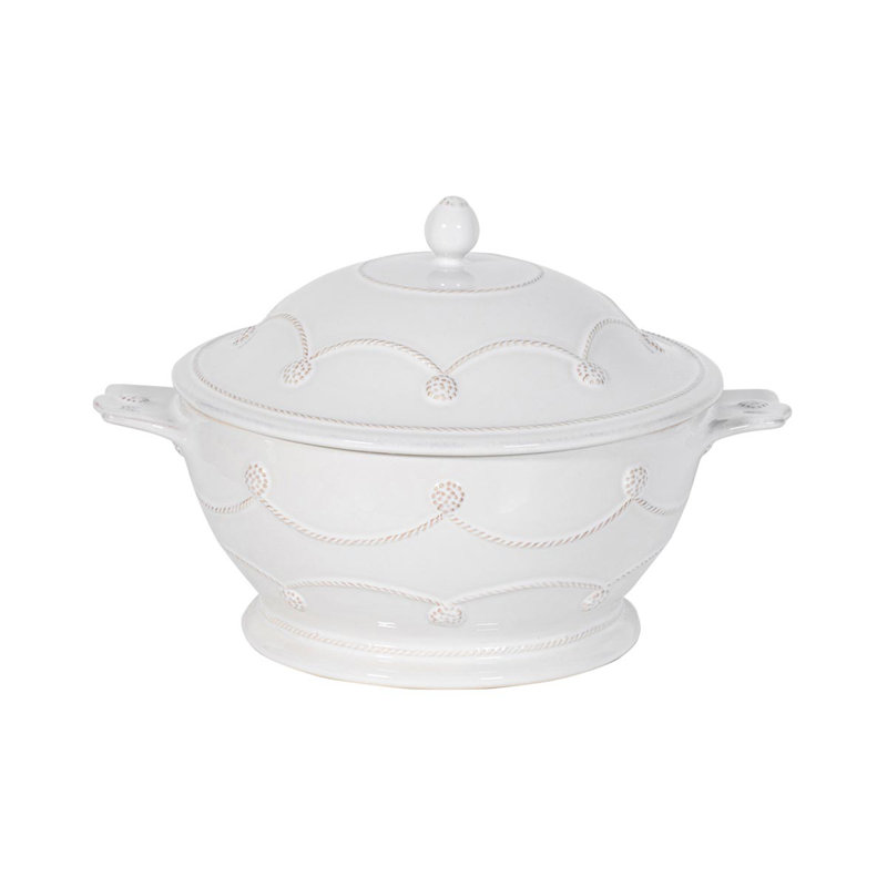 Berry & Thread Casserole with Lid - Whitewash