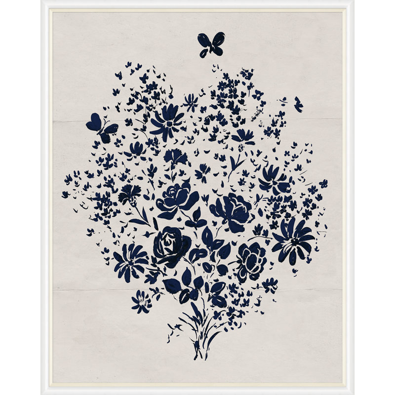 «Marine Floral Bouquet» par Paule Marrot - impression, H 54 po x l 43 po x P 1,25 po, Cadre blanc