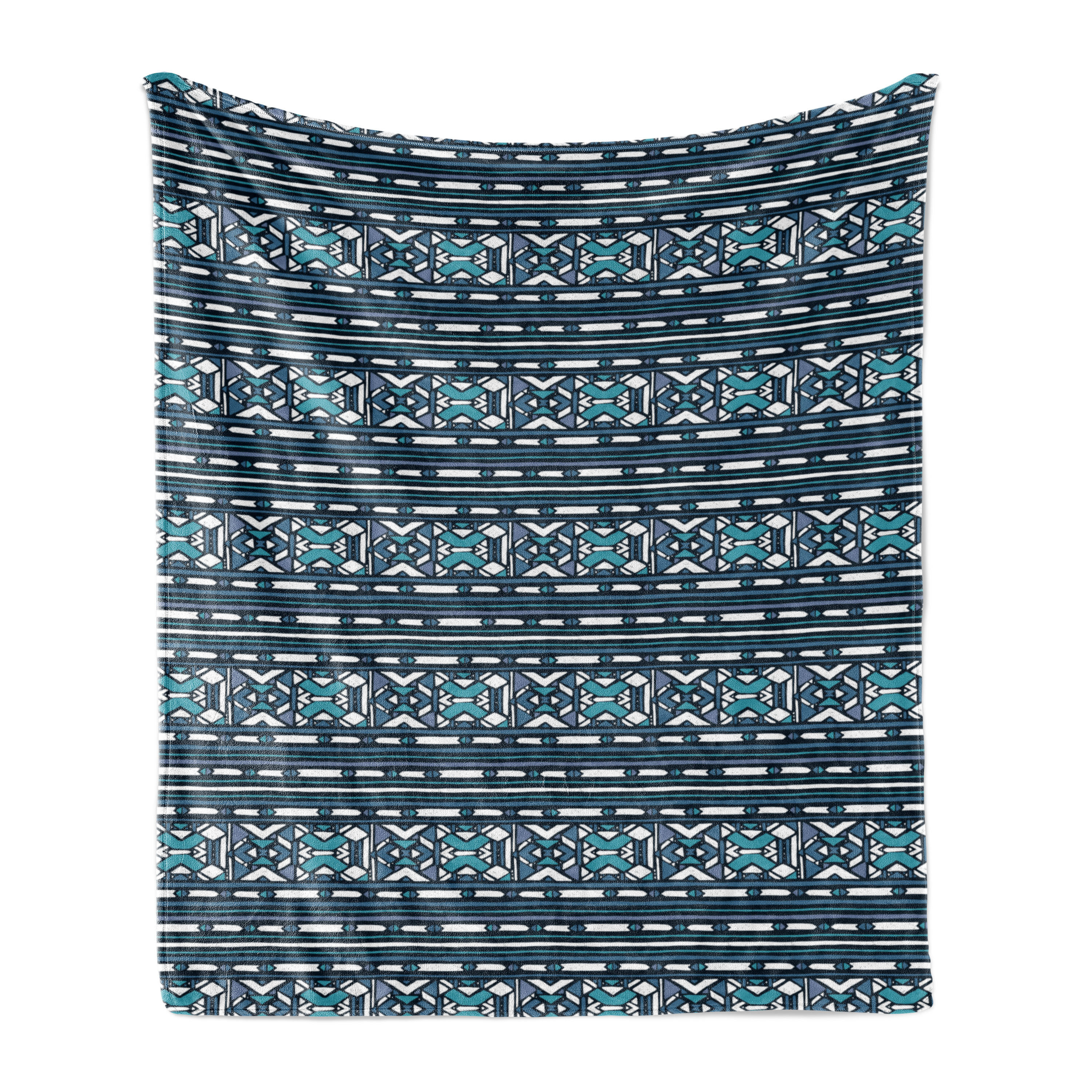 Ambesonne Aztec Fleece Throw Blanket Prehistoric Geometric Shapes Dark ...