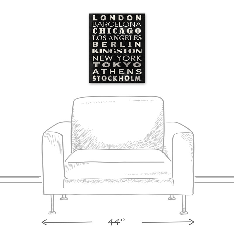 « major city names », art textuel sur toile