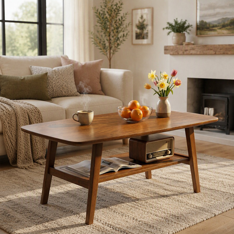Table basse Mid Century, Walnut