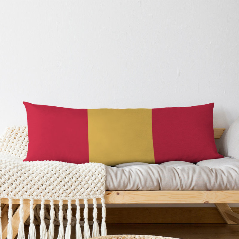 Polyester Medium Pillow, Abrams , Red/Yellow/Red