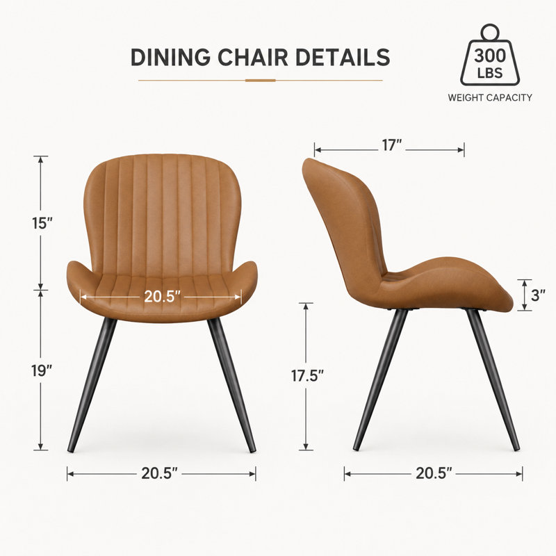 Chaise rembourrée avec pieds en métal, Brun