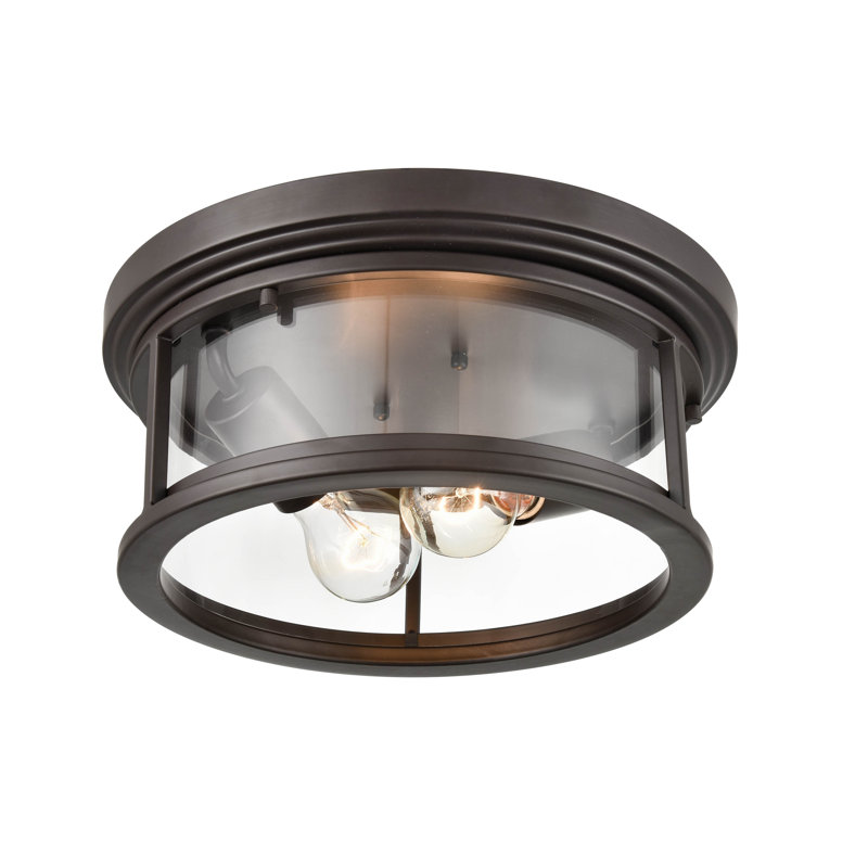 Powder Coat Bronze Glass 12" Flush Mount Light