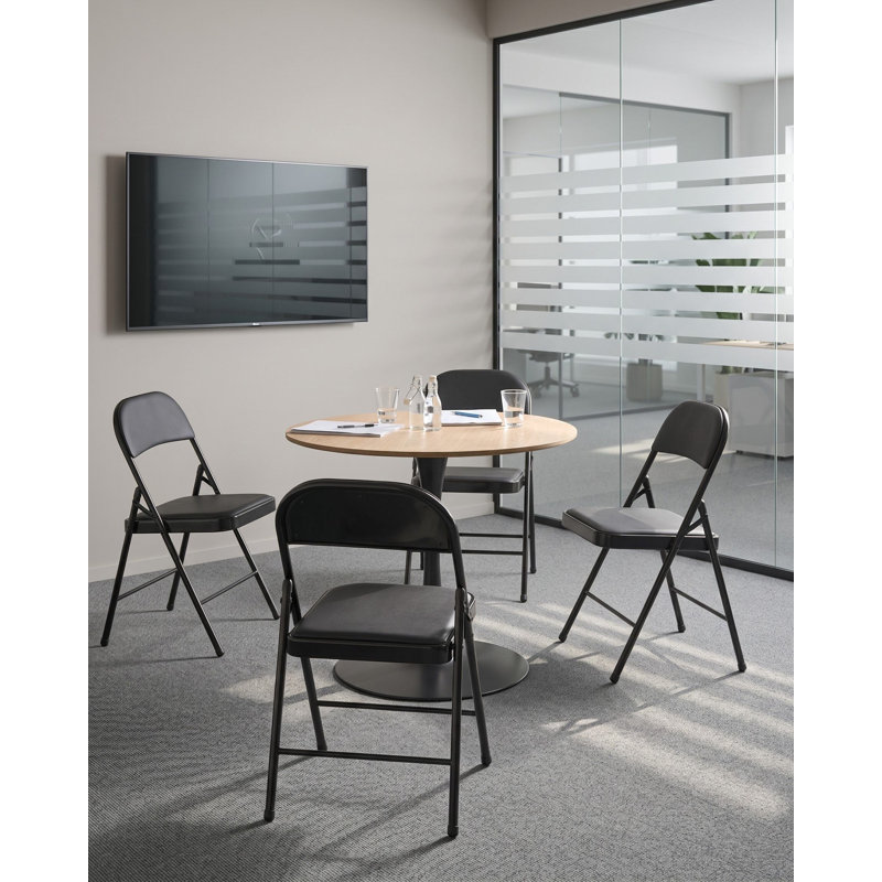 Set of 4 Folding Chairs SHASTA Metal Black