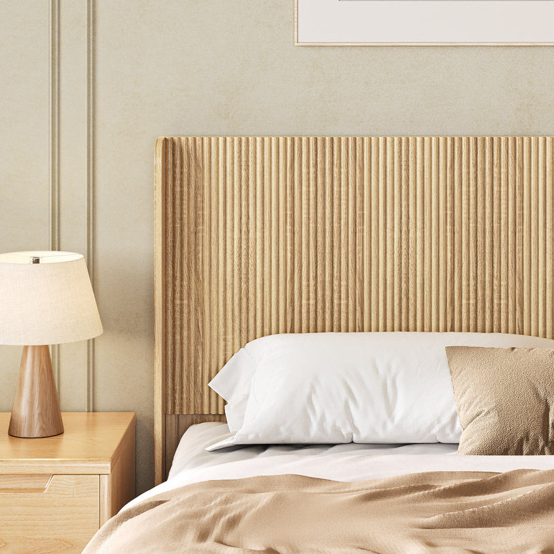 63.9"  Size Wood Headboard, Coastal Headboard & Fluted Headboard for Bedroom , Brown