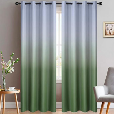 Yakamok, rideaux ombrés de 84 po de longueur, rideaux isolants et isolants gris-blanc à vert sauge, rideaux obscurcissant avec œillets pour salon / chambre à coucher (2 panneaux, l 52 po x L 84 po)