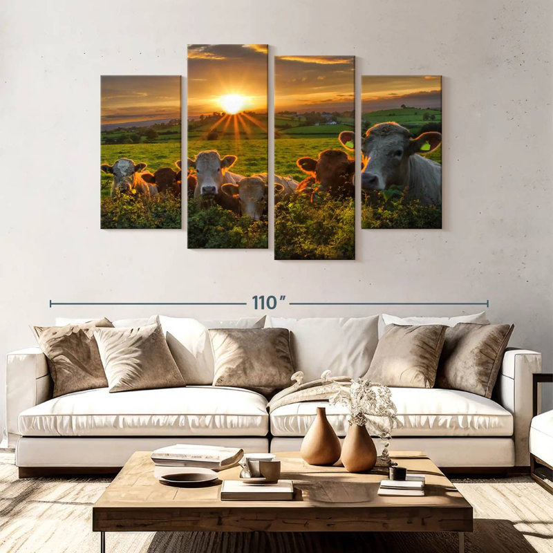 Brampt Sunset Cows, 54" H x 84" W