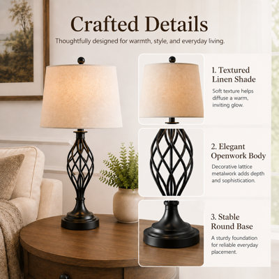 Gimbya 64" Traditional Metal Floor and Table Lamp Set with 3-Way Dimming Light