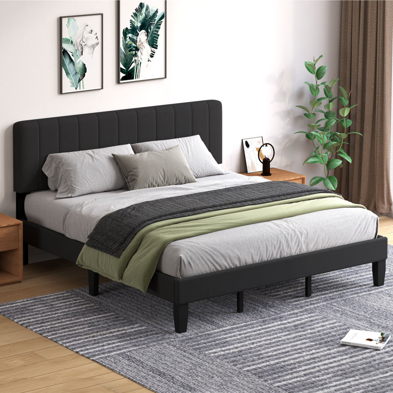 Upholstered Panel Bed, Light Gray, King