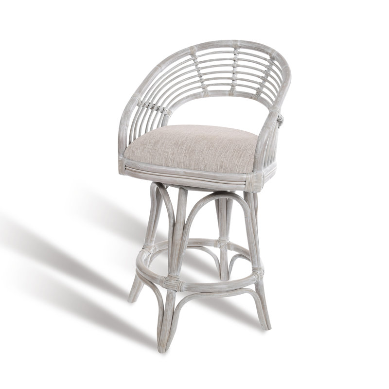 Danetra Swivel Stool, Tan/White Gray Frame, Bar Stool (32" Seat Height)