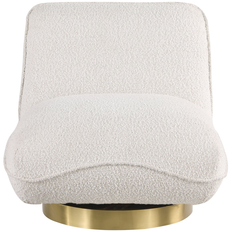 Iyden Upholstered Swivel Slipper Chair, Cream Boucle Fabric