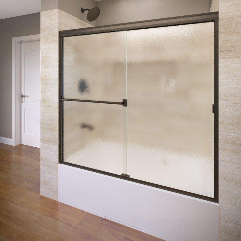 Classic 56" W x 57" H Bypass Frameless Tub Door, Oil Rubbed Bronze, Rain