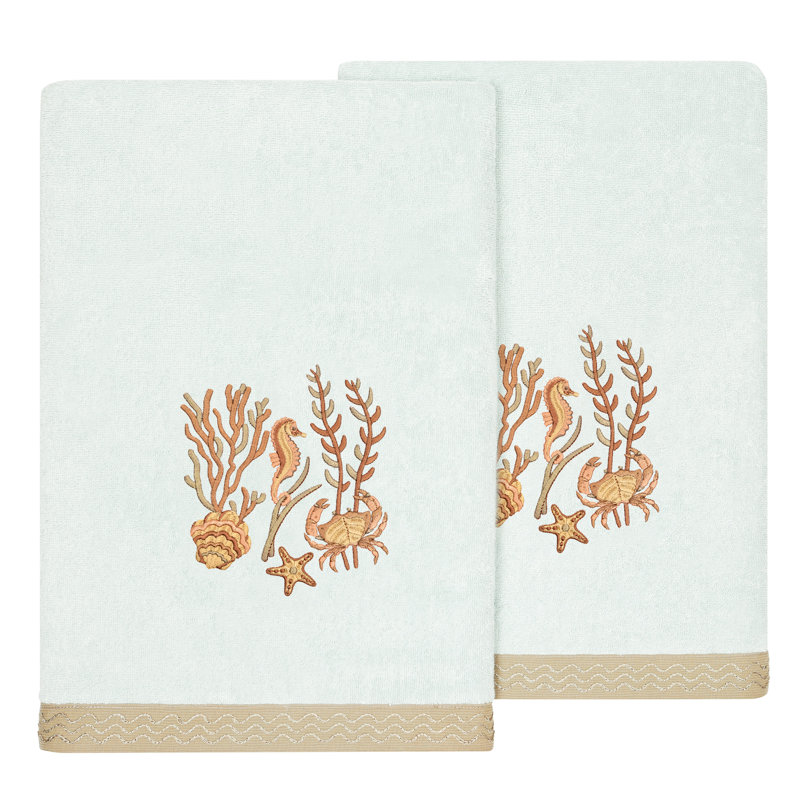  Aaron 2 Piece Turkish Cotton Bath Towel Set, Aqua