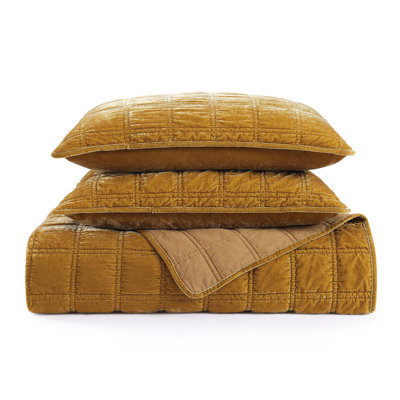 Stella Faux Silk Double Box Stitch Classic Chic Casual Modern Rustic Quilt Set