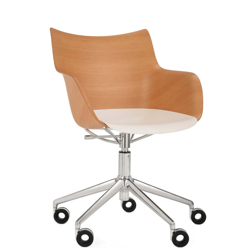 Q/Wood Swivel Task Chair, Light Wood/Chrome
