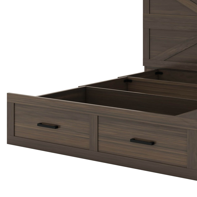 Grand lit escamotable avec station de charge, Gris rustique