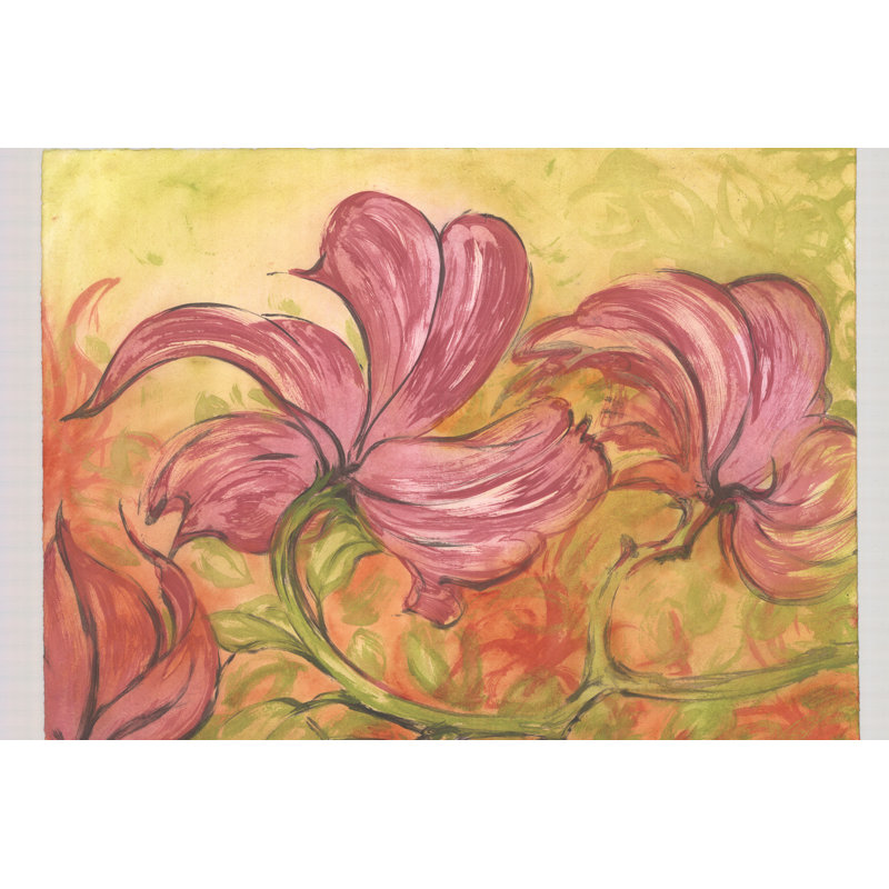 Flowing Pink Petals - Wrapped Canvas Painting, 81cm H x 122cm W x 3.8cm D