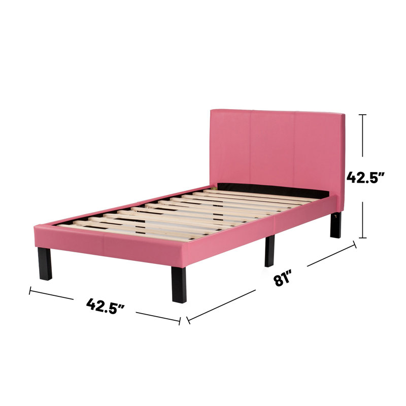 Chenevert Vegan Leather Platform Bed, Pink, Twin