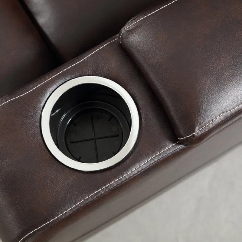 Canapé de cinéma maison inclinable électrique moderne en similicuir 5 places avec porte-gobelets et rangement pour accoudoirs Modern
