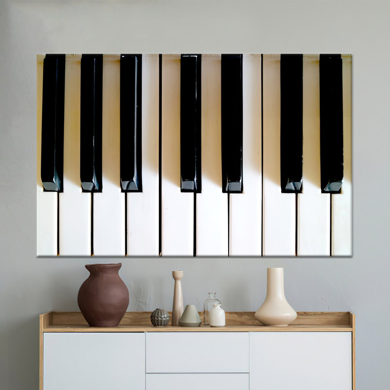 «Elegant Black and White Music Canvas», impression d'art mural Keys, 1P WhiteFramedCanves, 39,4 po H x 63,1 po l