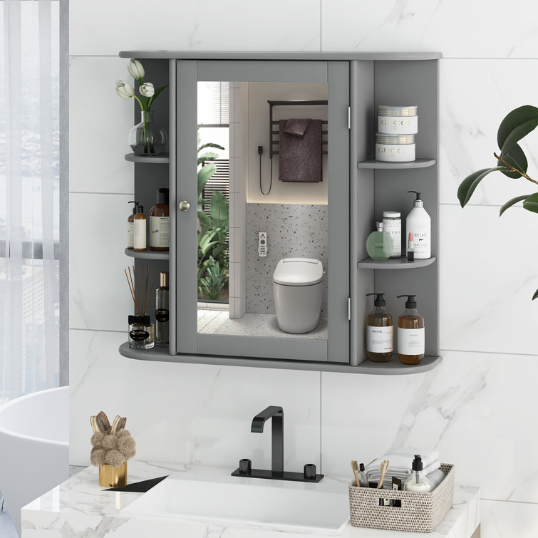 ALIMORDEN Medicine Cabinet with Mirror and Shelves, Bathroom Wall Storage  Cabinet Over The Toilet, Vanity, Sink(No Back Board), 30.4 L x 29.5 H