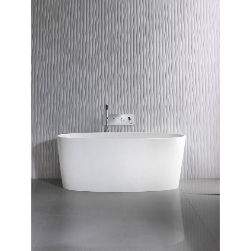 Ios 59.5" x 31.625" Freestanding Soaking Bathtub, Matte White