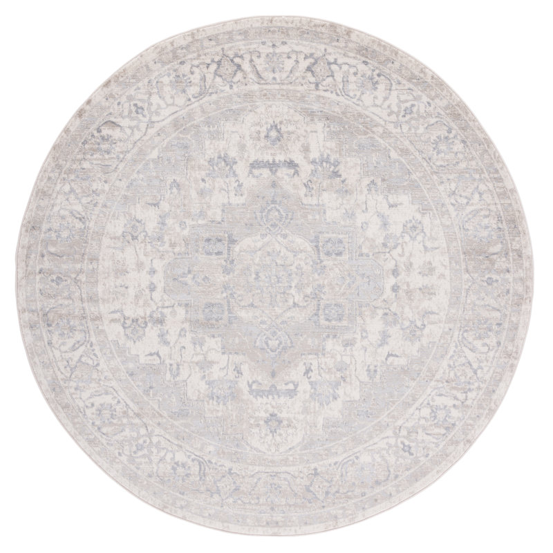 Aurich Oriental Ivory/Gray Area Rug, Round 6'7"