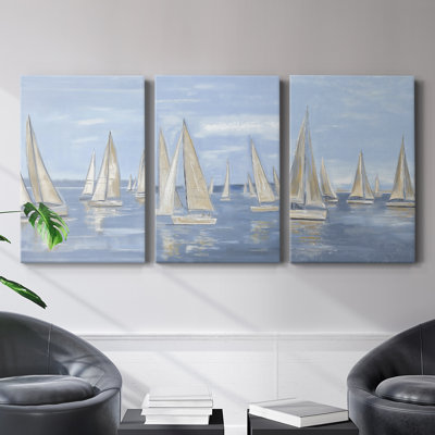 Série Sea and Shore II - Ensemble de toiles tendues avec châssis Premium - Prêt à être accroché