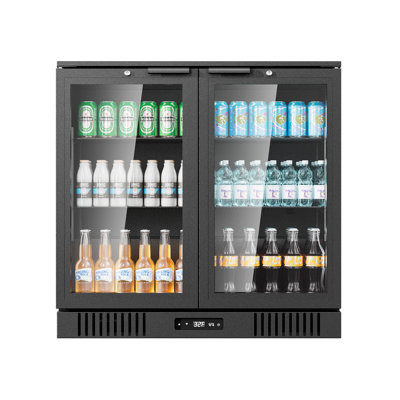 Réfrigérateur à boissons sous le comptoir avec porte en verre, réfrigérateur commercial à affichage à boissons pour boissons gazeuses avec contrôle de la température, 7,2u Pi. Grande capacité