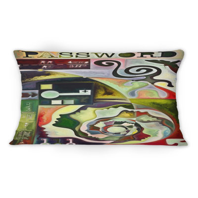 Abstrait, formes abstraites, vert, rouge et noir - Coussin décoratif imprimé transitionnel 1