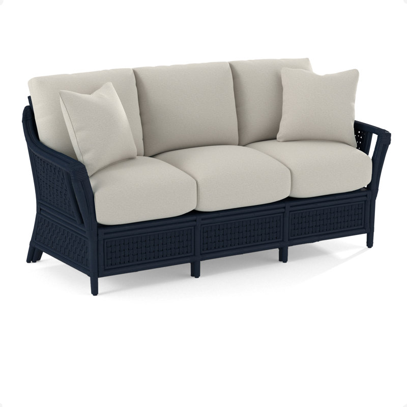 Boca 78'' Upholstered Sofa, White Performance Fabric, Navy