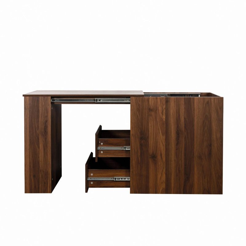 Bureau d'ordinateur avec tiroirs, rangement d'angle moderne avec table extensible, bureau d'écriture pour la maison, le bureau