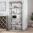 73.6" Industrial 6-Tier Bookshelf - Vintage Wood & Metal Bookcase with Roman Columns, Rustic Display Shelf-6900844