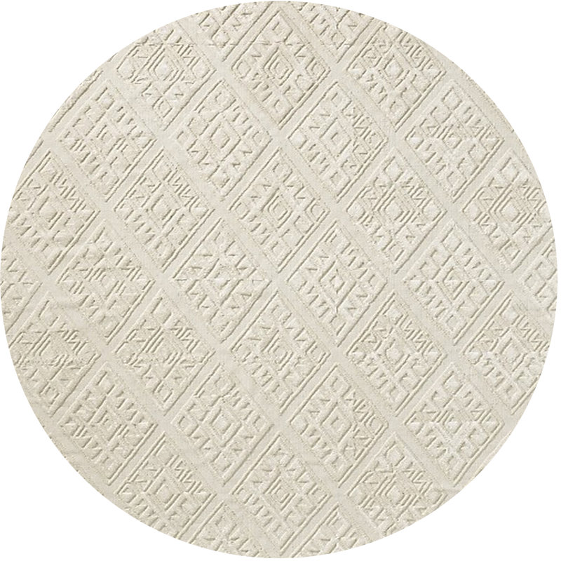 Tapis ivoire à motif géométrique Pétrolia, Rond 5 pi