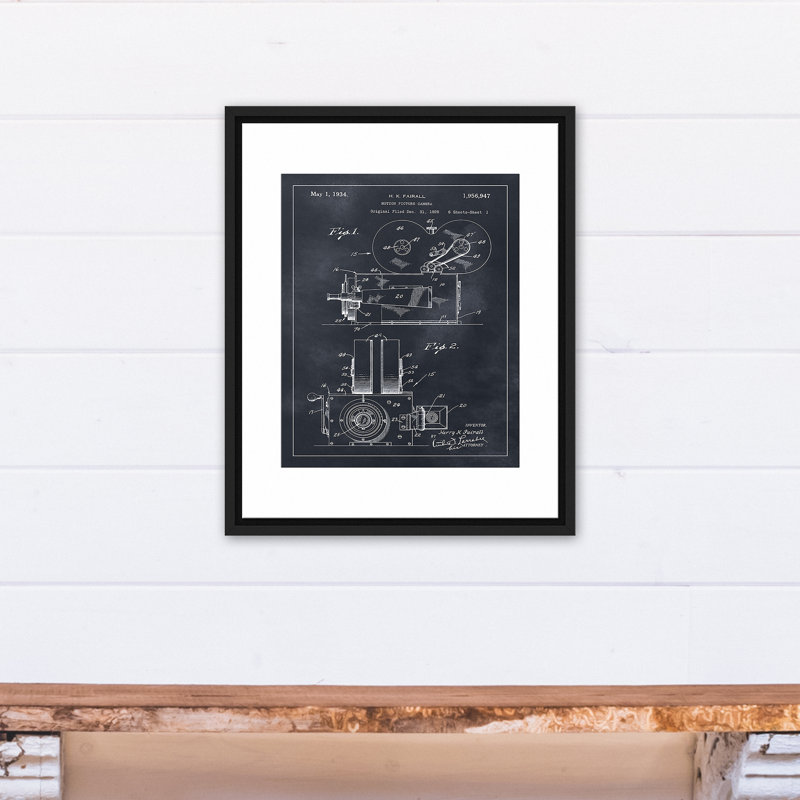 Caméra cinématographique brevetée sur toile, H 21,75 po x l 17,75 po x P 1,75 po, Cadre flottant noir