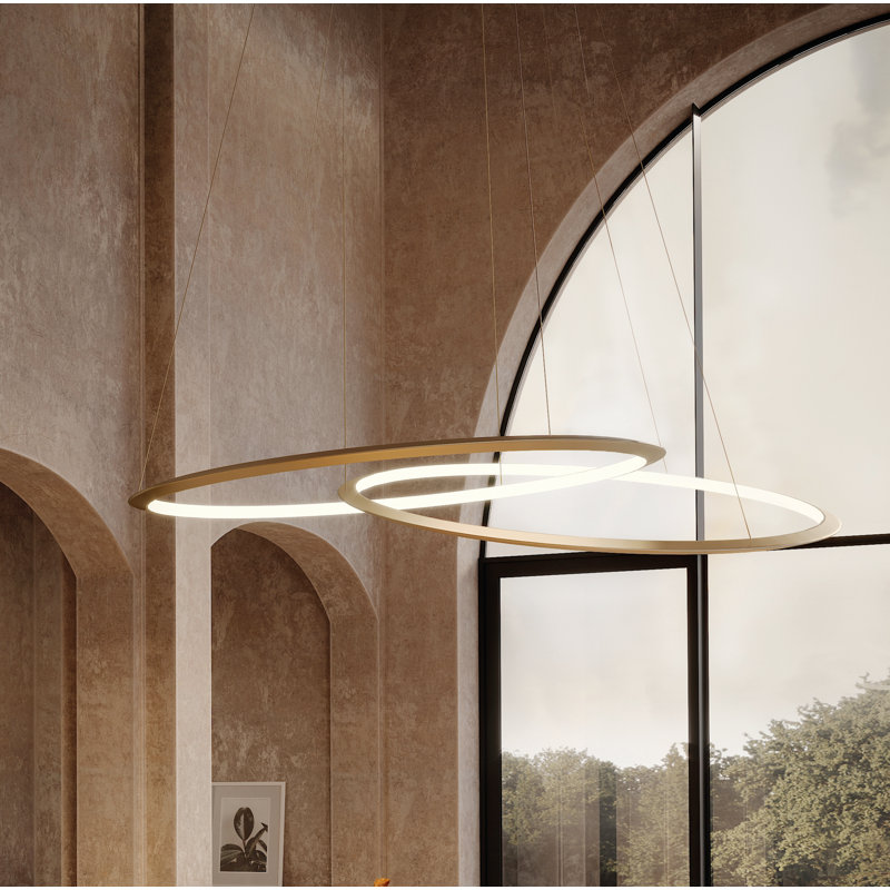 Circular Dimmable LED Wagon Wheel Chandelier, Black, Black, 2700K