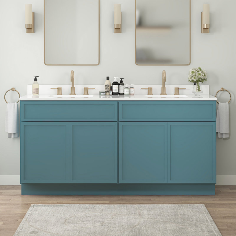 66" Double Bathroom Vanity Base Only, Teal