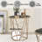 Cicatrix End Table, Faux Black Marble Glass Top & Champagne Finish