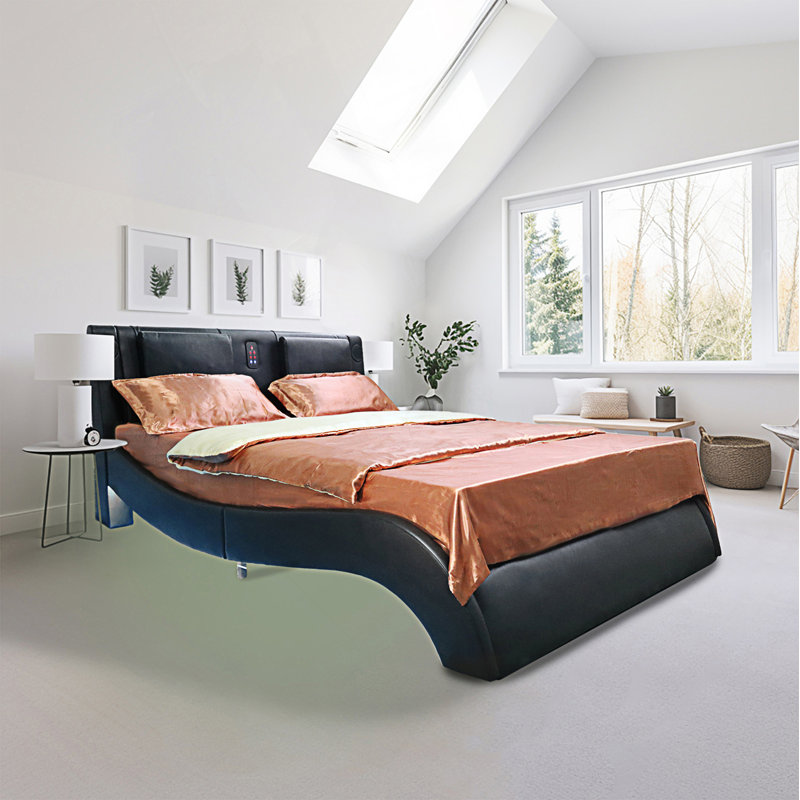 Structure de lit plateforme tapissier avec éclairage DEL, connexion Bluetooth pour jouer de la commande musicale