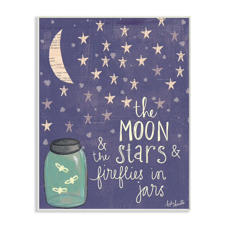 Art mural lucioles étoiles de lune, H 15 po x l 10 po, Plaque murale