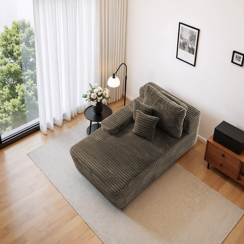 Upholstered Chaise Lounge, Light Brown