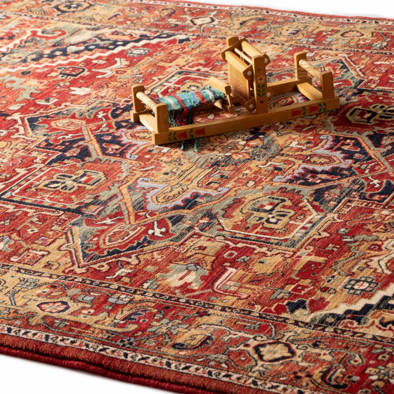 Chrystene Oriental Handmade Machine Woven Wool Area Rug in Red, Rectangle 80 x 145cm