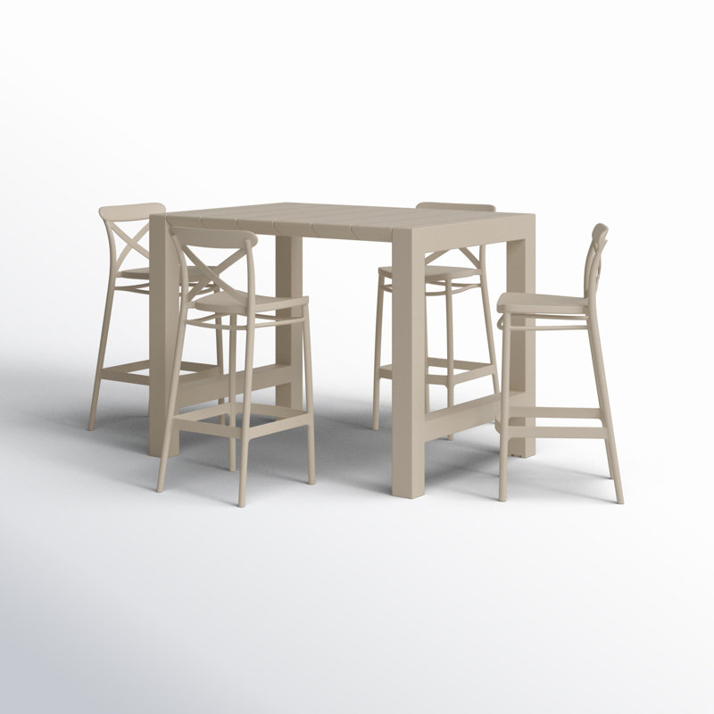 4 - Person Patio Dining Set with Extendable Square Table, Taupe