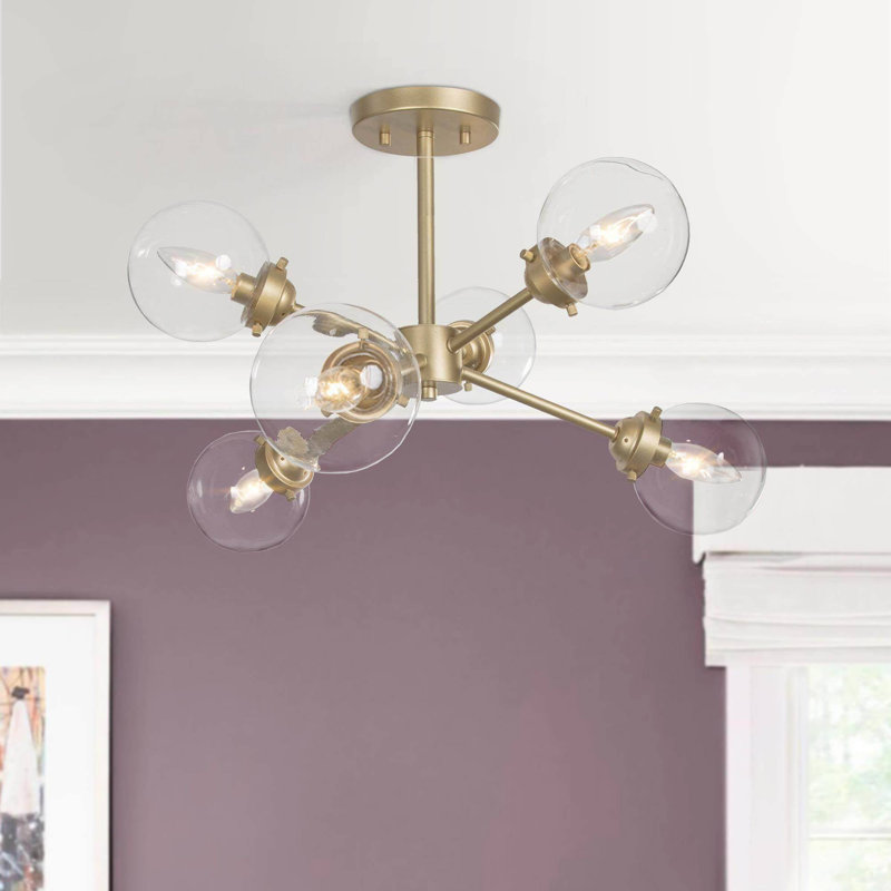 Beesley 25"W 6-Light Dimmable Sphere Semi-Flush Mount