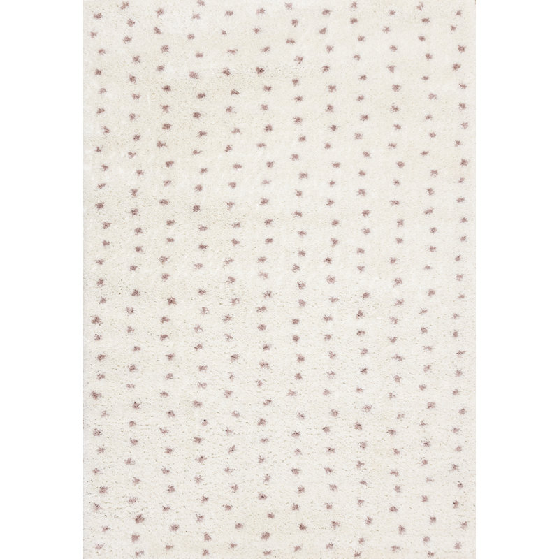 Wassily Collection Speckled Soft Pink Dots Indoor Cream Shag Area Rug, Rectangle 5'3" x 7'7"